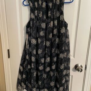 NWT Joie Thelen Baltic Blue sleeveless shift dress floral lace high neck medium